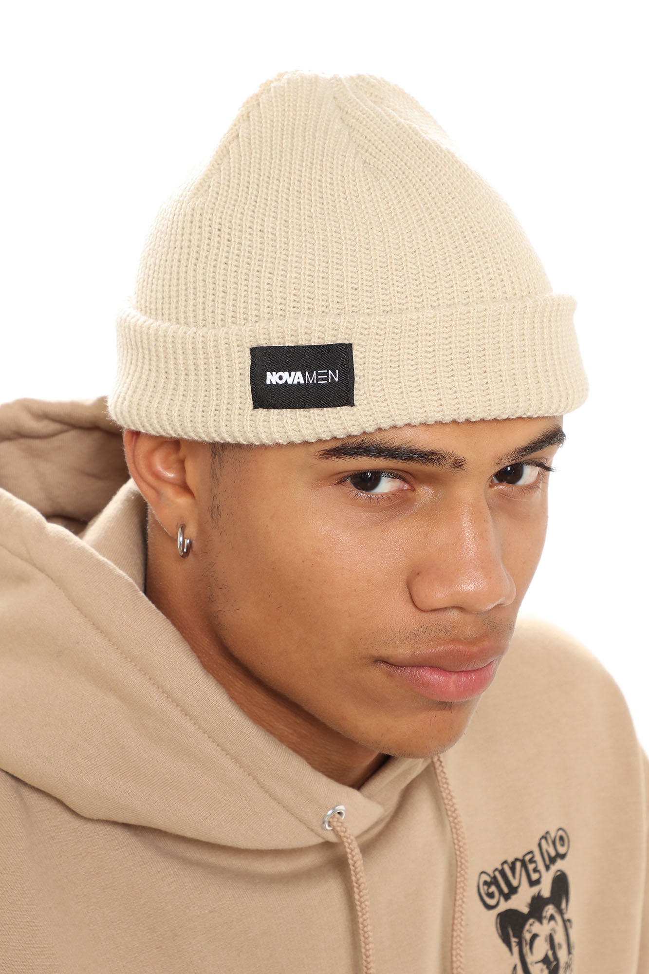 Novamen Ribbed Beanie - Beige