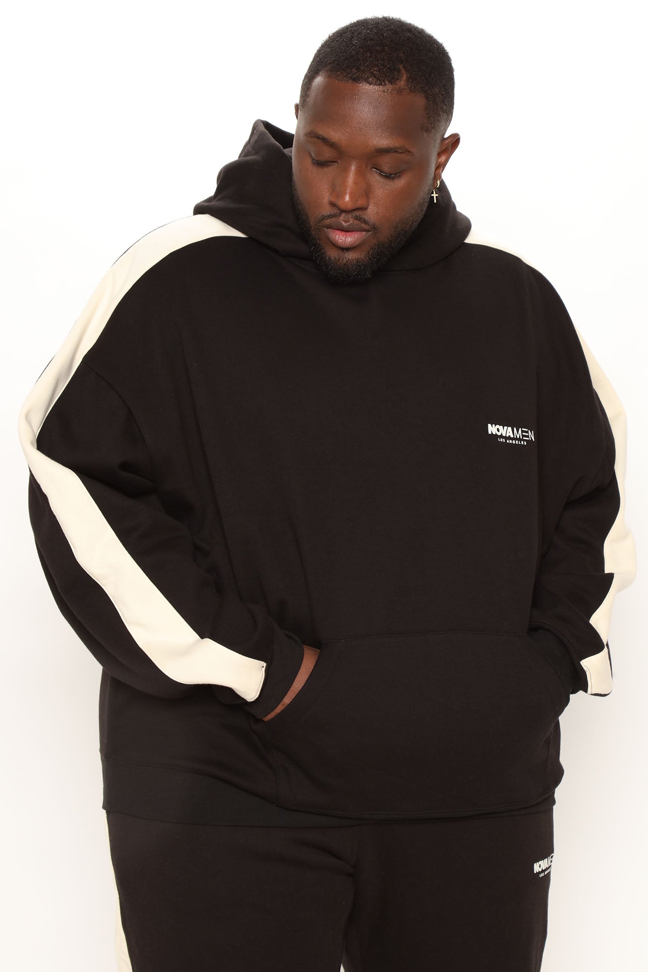 Tyson Everyday Oversized Striped Hoodie - Black