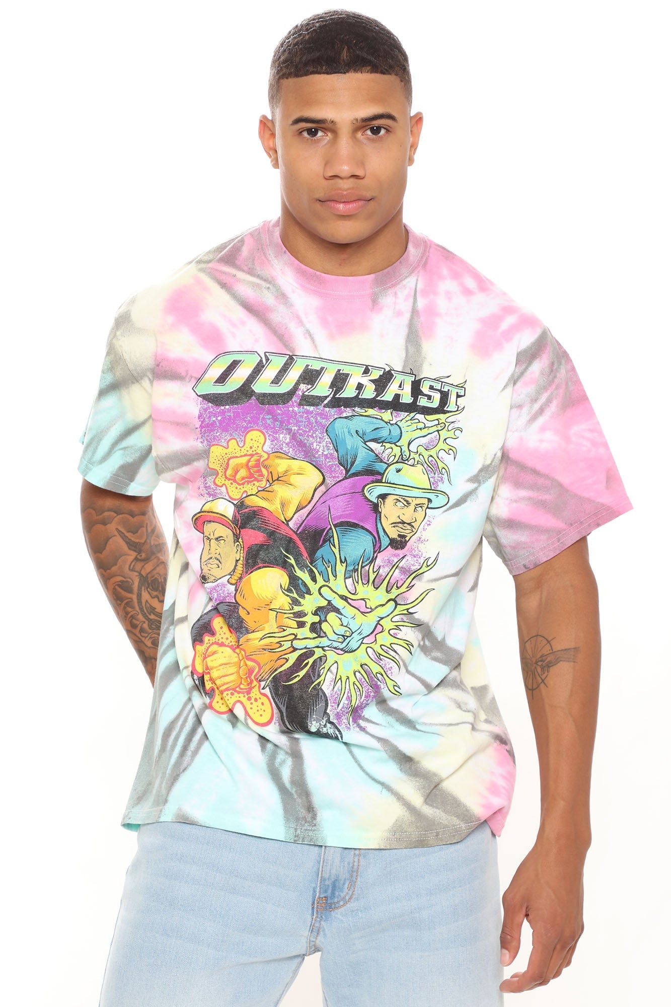Outkast Comic Tie Dye Short Sleeve Tee - Multi Color