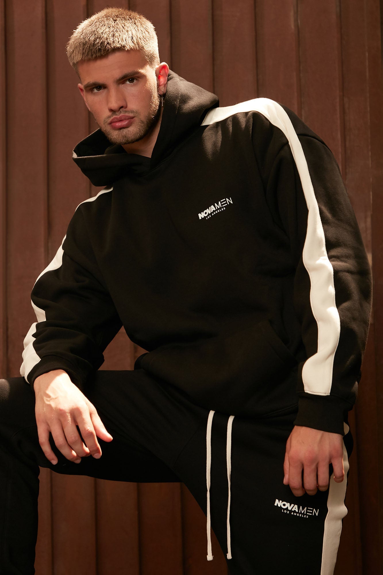Tyson Everyday Oversized Striped Hoodie - Black