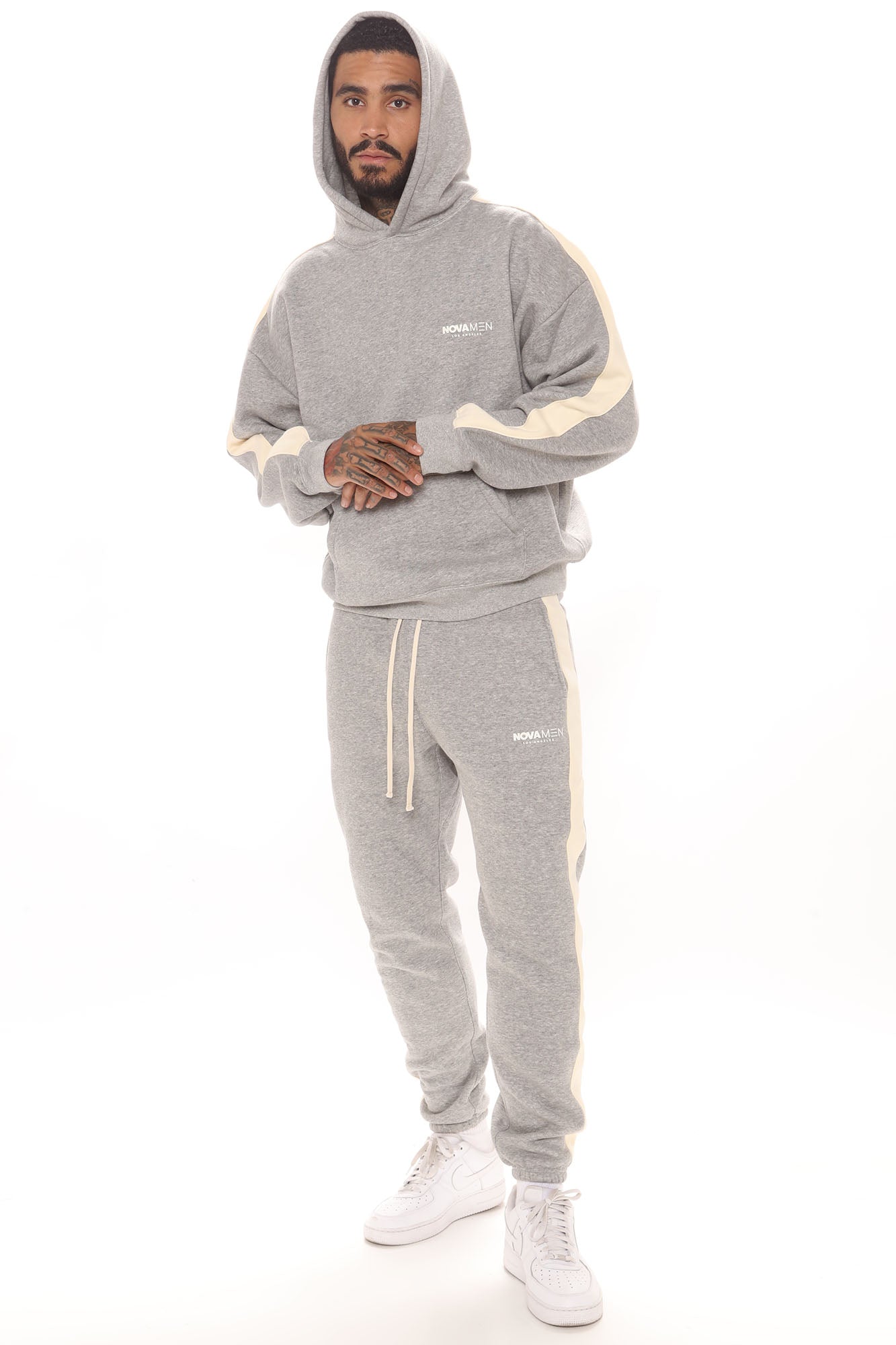 Tyson Everyday Oversized Striped Hoodie - Grey