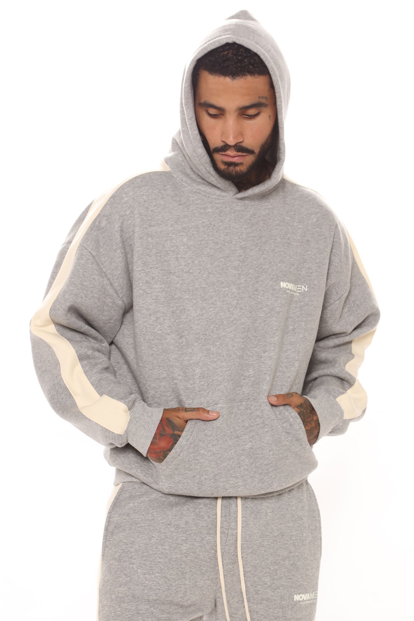 Tyson Everyday Oversized Striped Hoodie - Grey