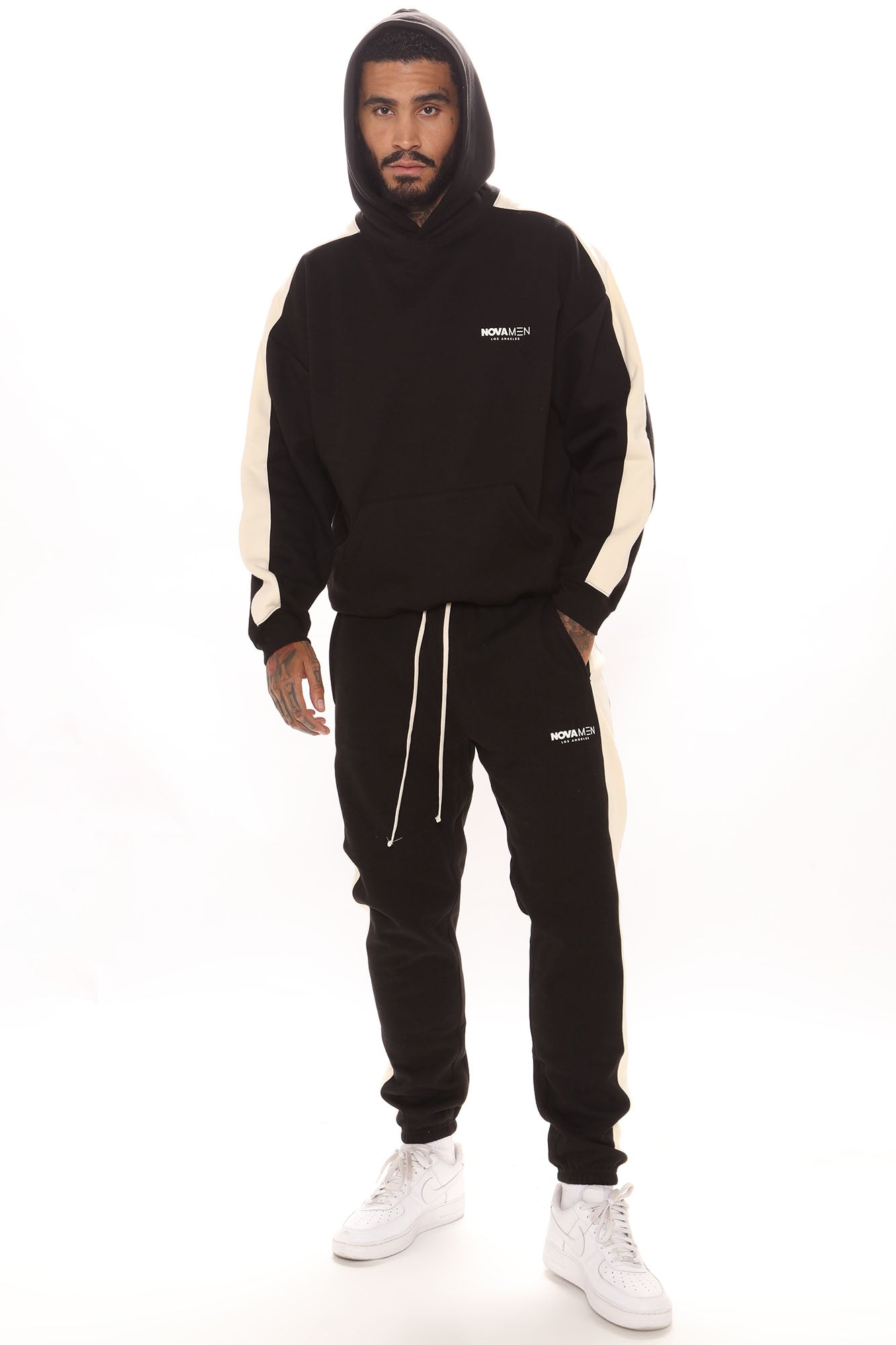 Tyson Everyday Oversized Striped Hoodie - Black