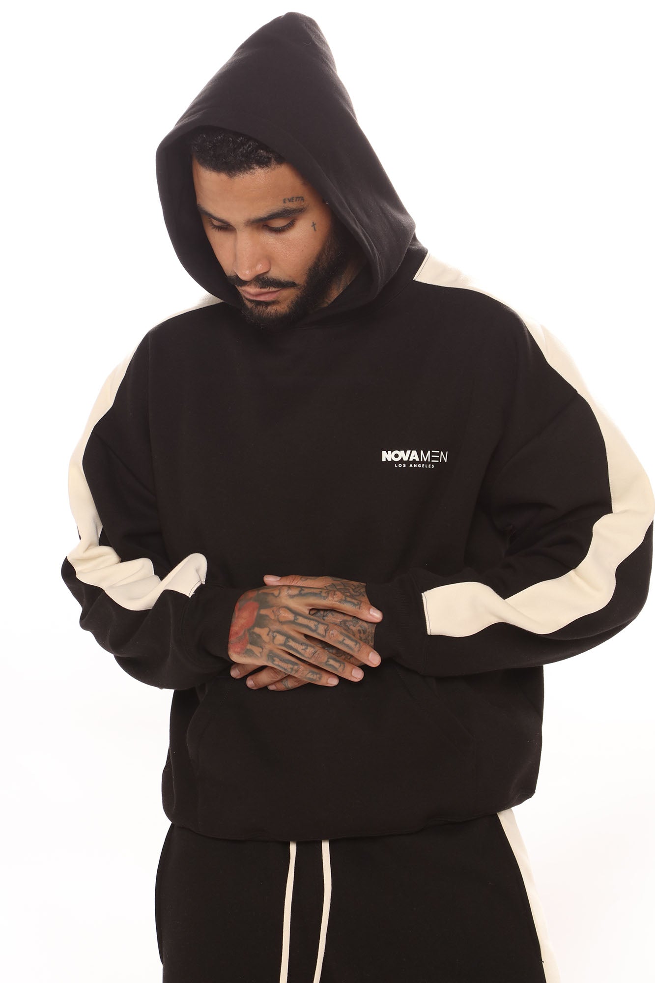Tyson Everyday Oversized Striped Hoodie - Black