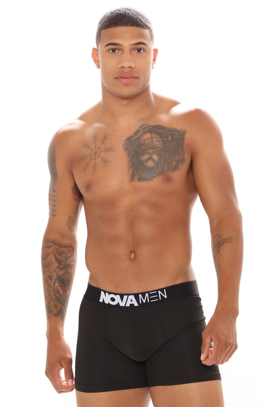 Novamen Repeat Logo Boxer Brief 3 Pack - Black