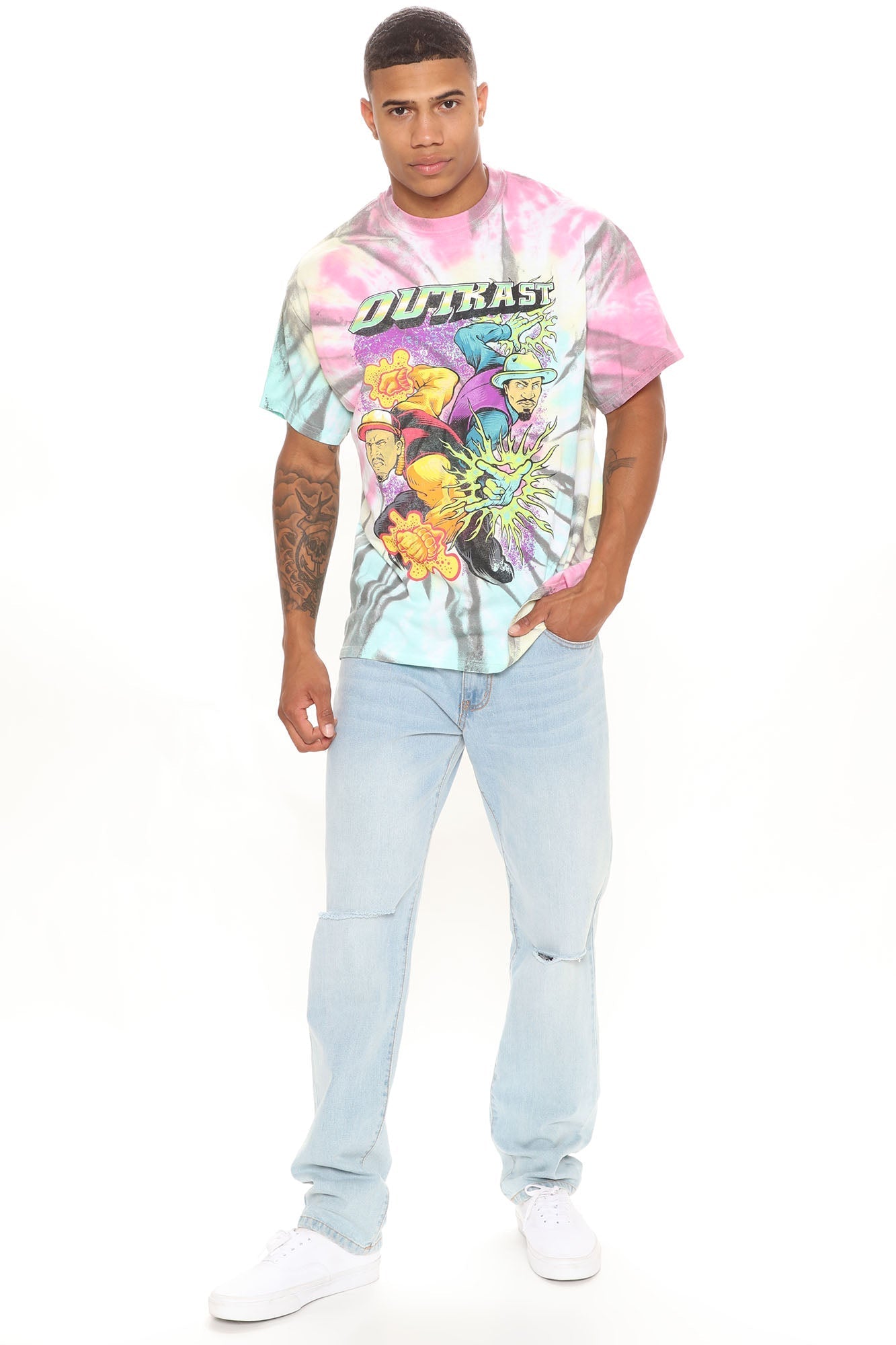 Outkast Comic Tie Dye Short Sleeve Tee - Multi Color