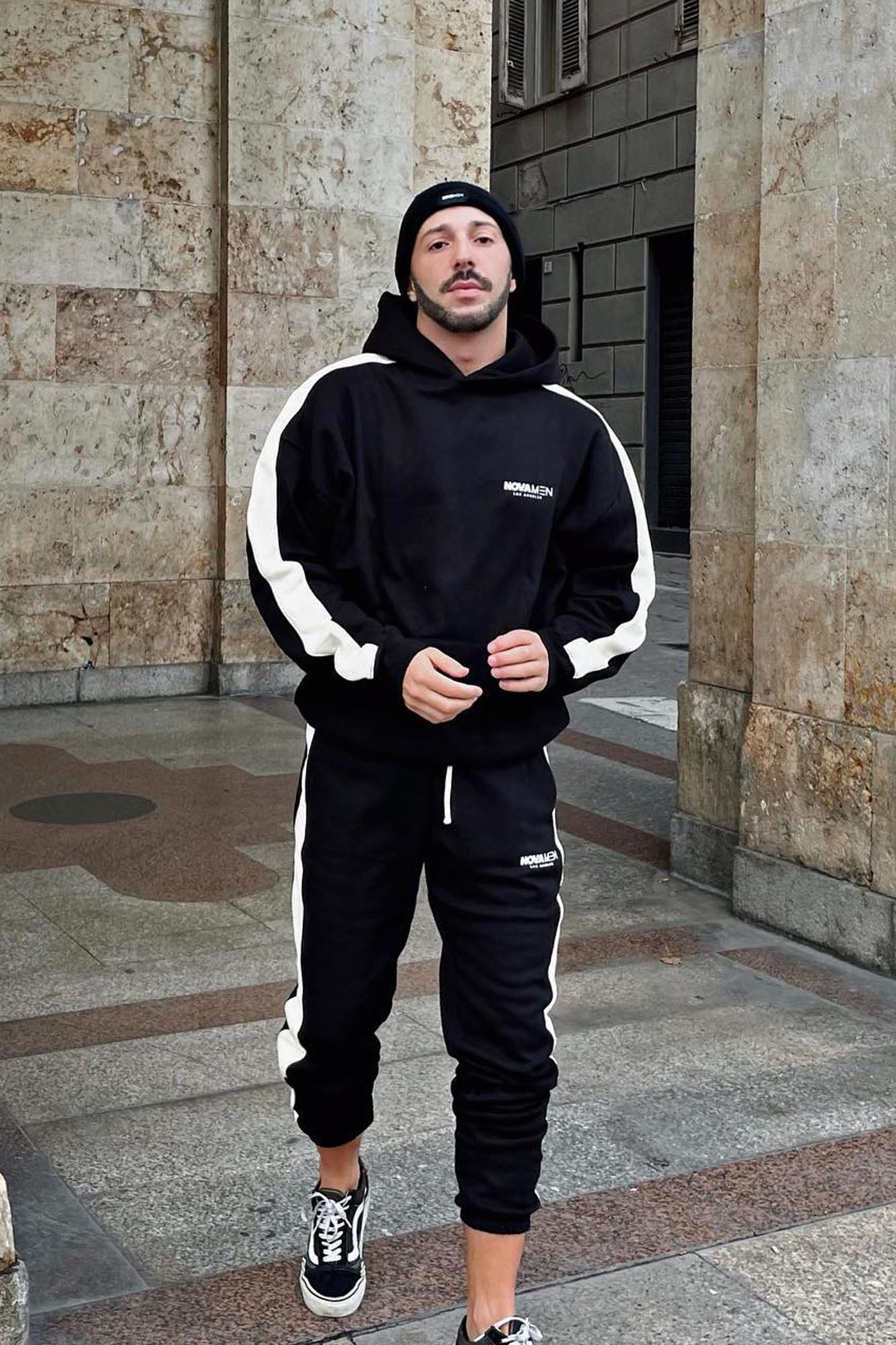 Tyson Everyday Oversized Striped Hoodie - Black