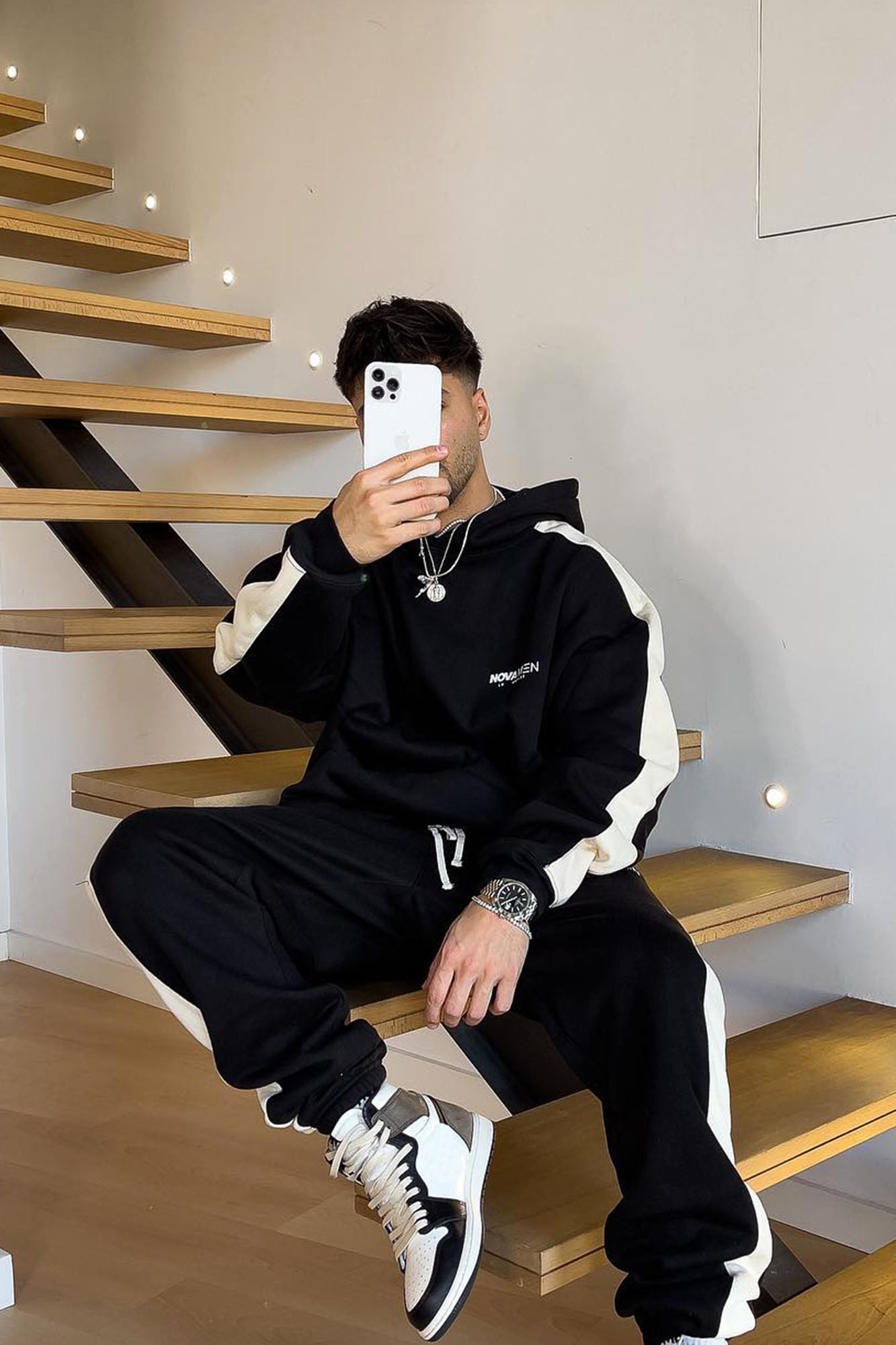 Tyson Everyday Oversized Striped Hoodie - Black