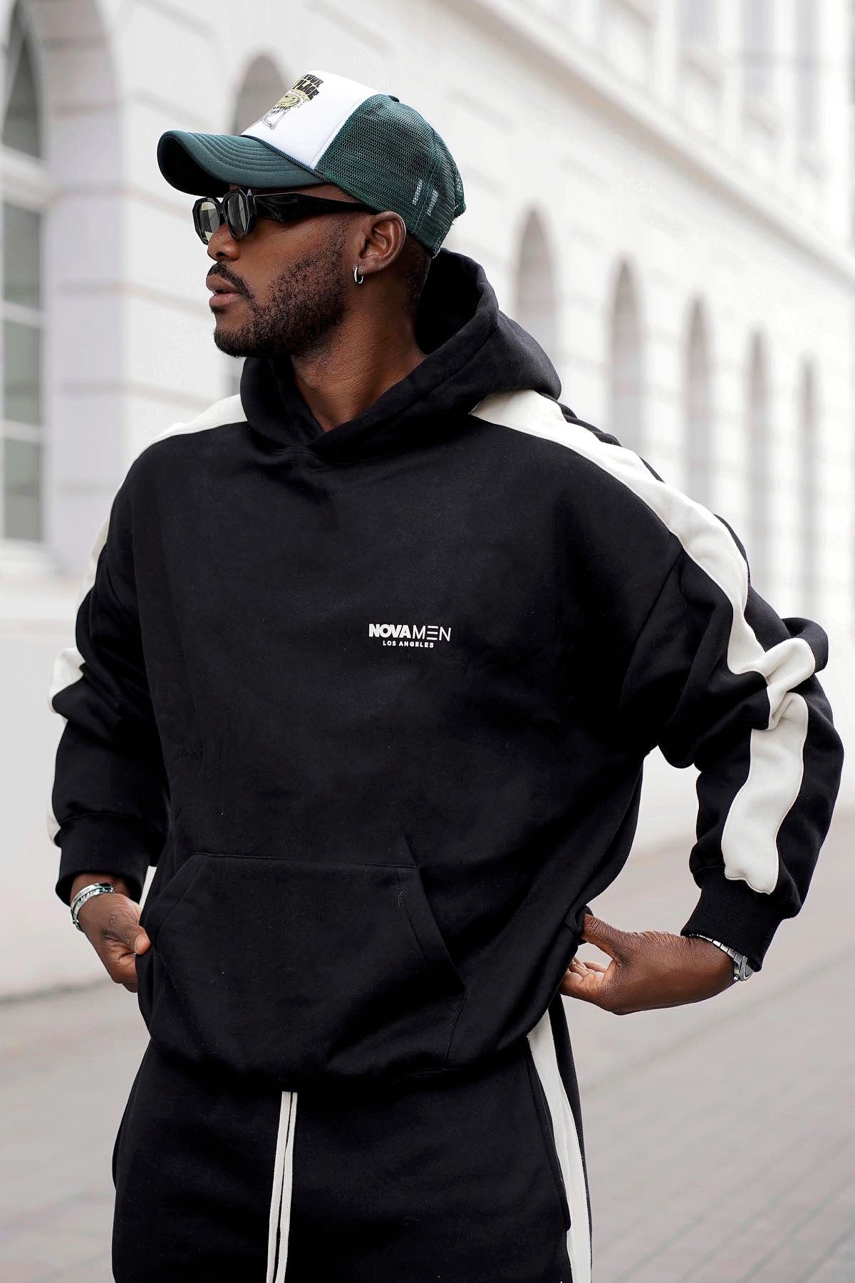 Tyson Everyday Oversized Striped Hoodie - Black