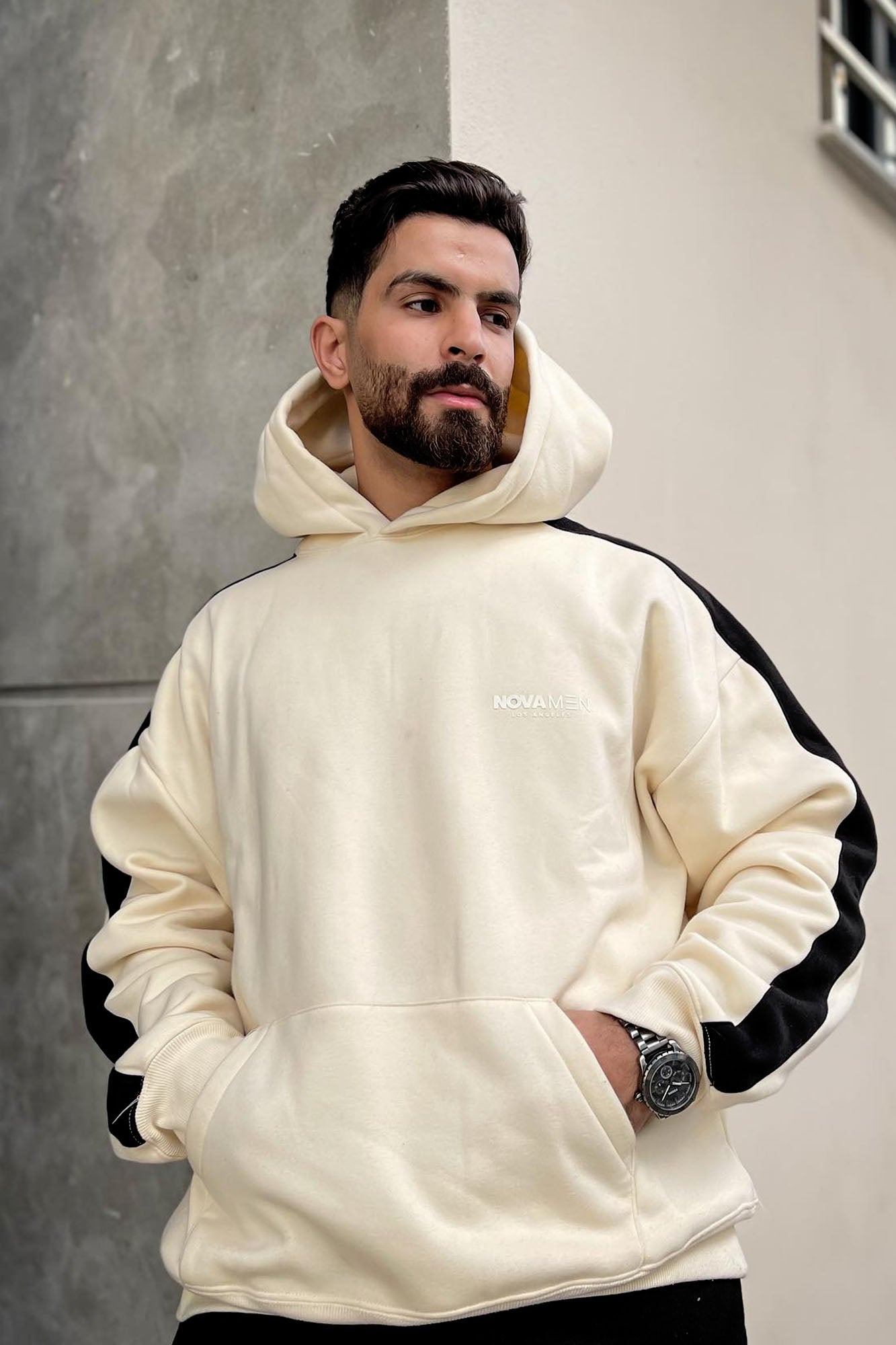 Tyson Everyday Oversized Striped Hoodie - Khaki