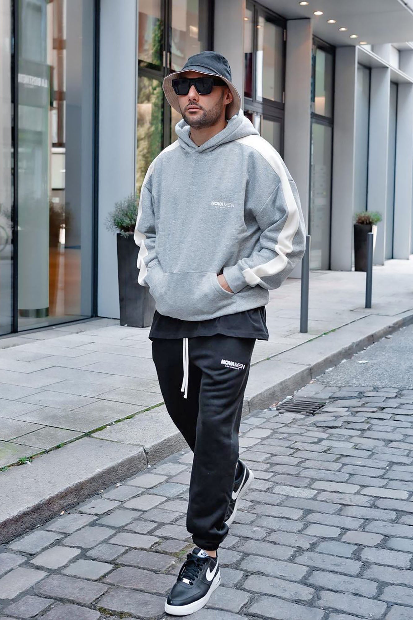 Tyson Everyday Oversized Striped Hoodie - Grey